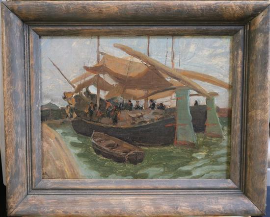 Giuseppe Ciardi (1875-1932) Venetian boating scenes 9.5 x 12.5in.